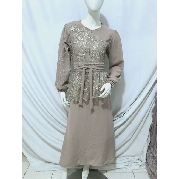 ]New[ Saukia Dress Brukat Mewah Remaja Dewasa Wanita / Gamis Fashion Seragam Pakaian Pesta Kondangan Jumbo Termurah