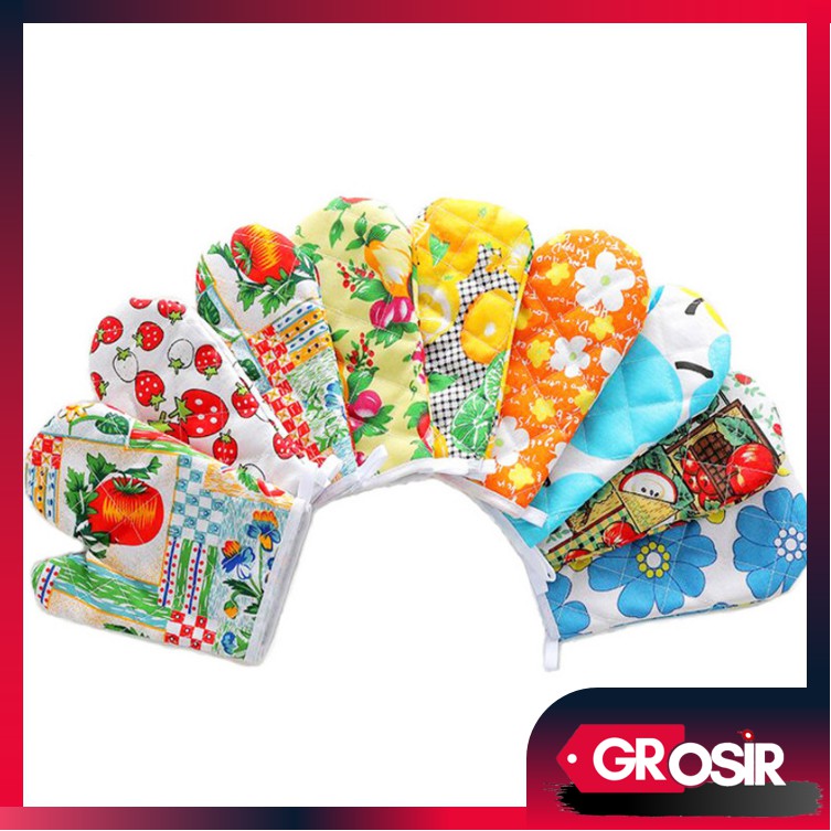 Grosir - H880 (1 PCS) Sarung Tangan Motif Anti Panas / Sarung Tangan Microwave / Kitchen