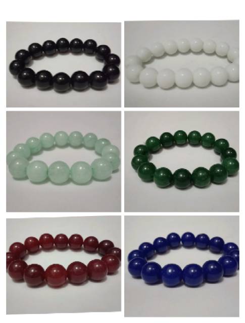 Gelang batu giok warna-warni UK 12 mm