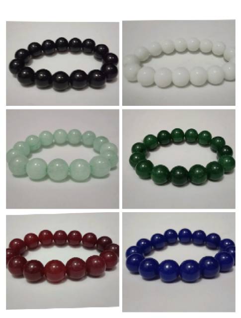 Gelang batu giok warna-warni UK 12 mm