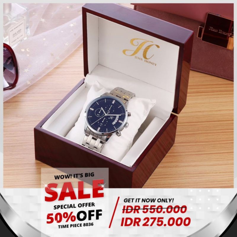 JT8036 (WITH WOODEN BOX EXCLUSIVE JAM TANGAN PRIA JIMS HONEY)