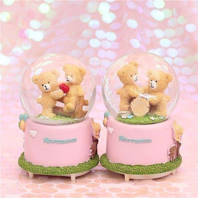 Lovely Bear Snowball / Tedy bear snow globe / bola air musik salju / music box kado ultah unik
