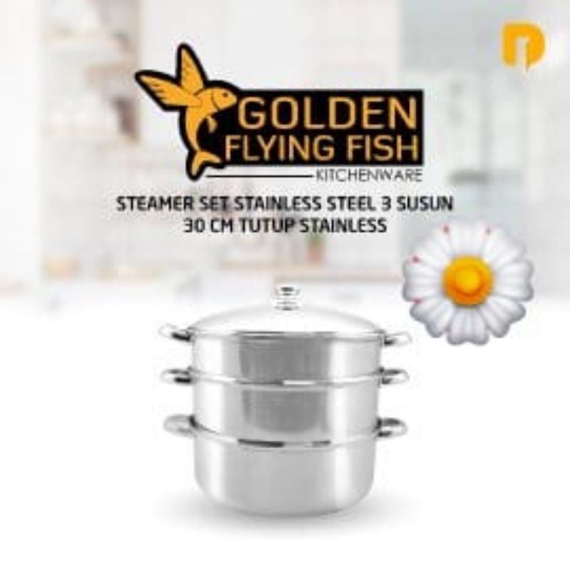 Panci Kukusan Golden Flying fish susun 3/steamer/dandang stainless