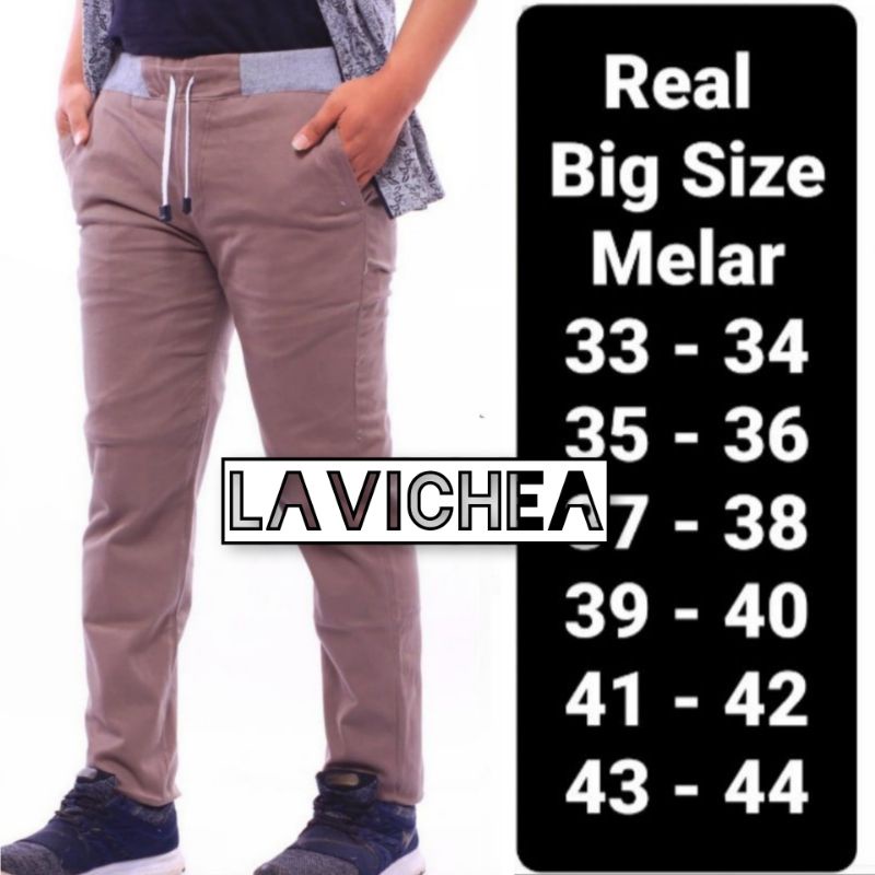 Celana Chino Rip Panjang Dewasa Pinggang Karet Jumbo Size 39-44