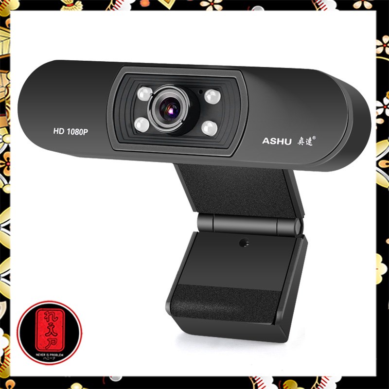 ASHU HD Webcam Desktop PC Laptop Video Conference 1080P with Microphone - H800 - Black