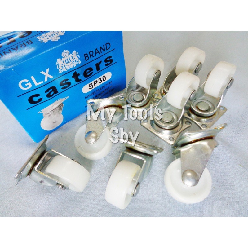 (4 set) Roda Caster Koper / Kaster Gepeng Nylon GLX SP-30 1 1/4”