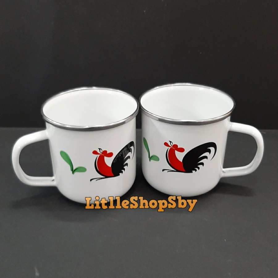 Gelas enamel 9cm / Mug Enamel 9cm ayam jago
