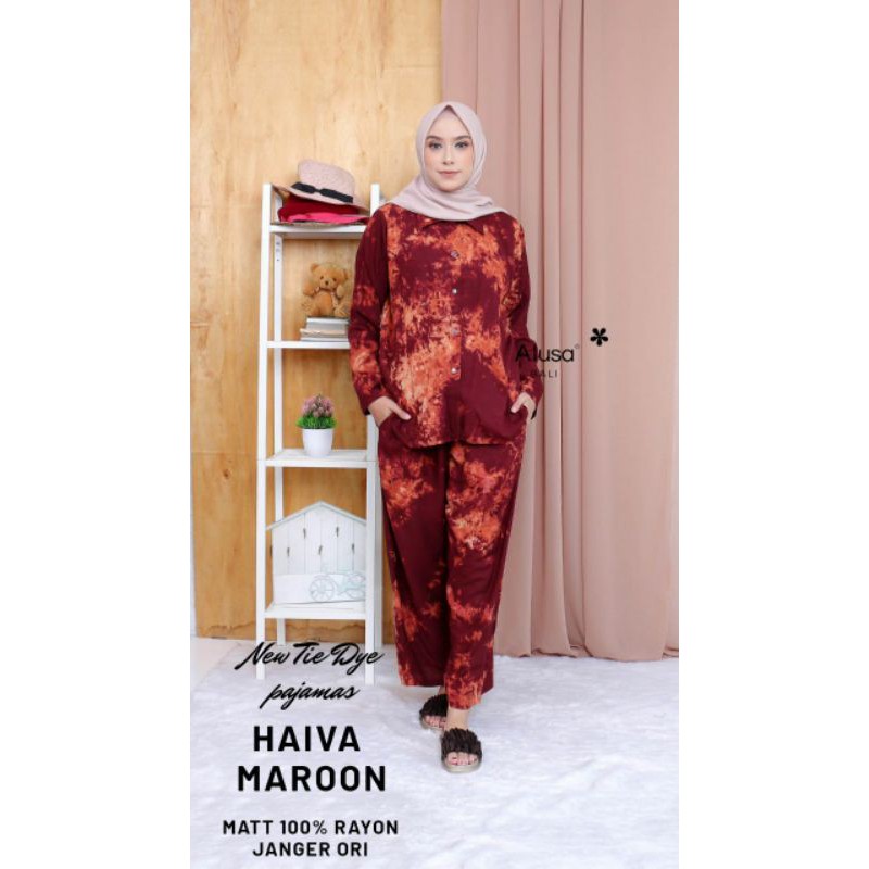 HAIVA PAJAMAS PIYAMA TIE DYE / SET PIYAMA LENGAN PANJANG BY ALUSA BALI