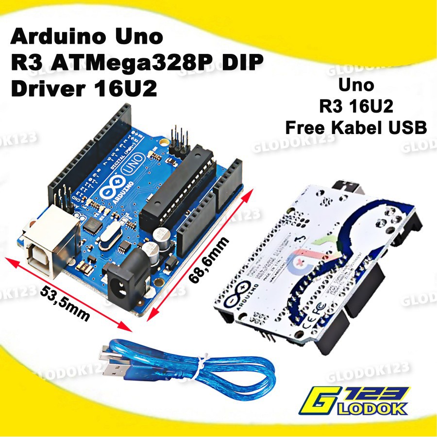 Uno R3 ATMEGA328P DIP Driver 16U2  Compatible Board + KABEL USB