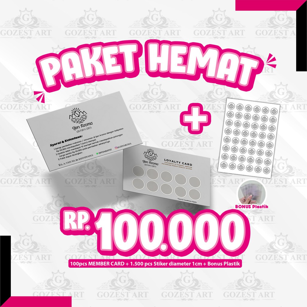 

PAKET HEMAT! Member card dan Stiker / Loyalty Card Kartu Member Custom Kartu Langganan Sticker Logo