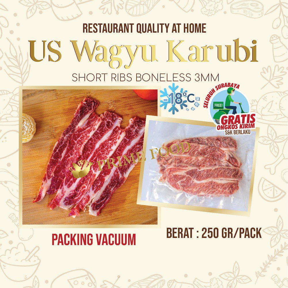 

Wagyu Karubi sliced beef Short Ribs Boneless 3mm 250gr nami karubi shabu sukiyaki bbq grill MM0054