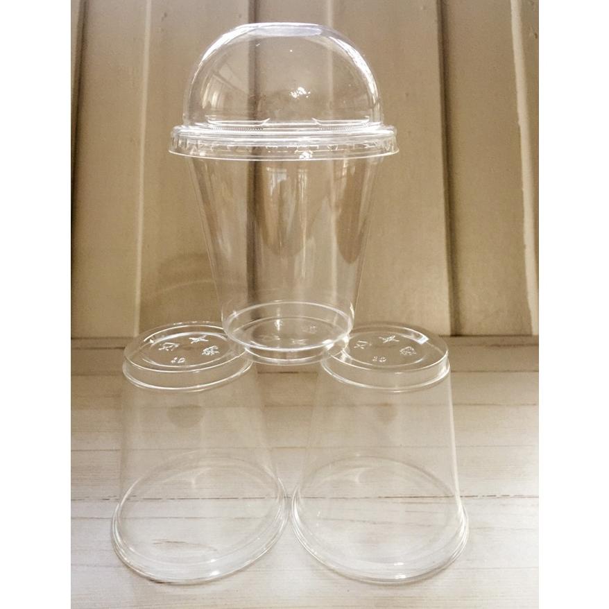 50 PCS GELAS PET CUP 8 OZ ICE CREAM / SUNDAE BAHAN TEBAL + TUTUP DOME TERLARISS...,,,,,