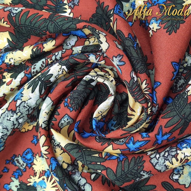 

Alta Moda Viscose Rayon Motif Printed Floral Forest -Merah Bata(1M)