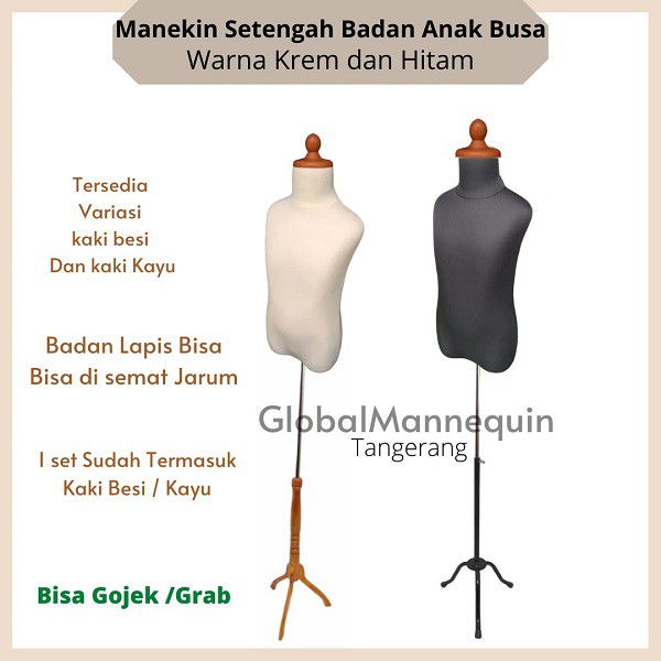 Manekin Anak Setengah Badan Kain Busa Tebal – Patung Baju Anak Display Toko