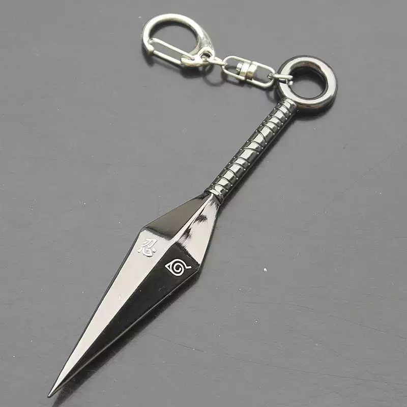 Gantungan kunci kunai senjata pedang anime naruto unik hiraishin minato shuriken kubikiribocho kusanagi sanjin no ogama keychain untuk motor tas mobil dompet-Kunai 1 Gun Black