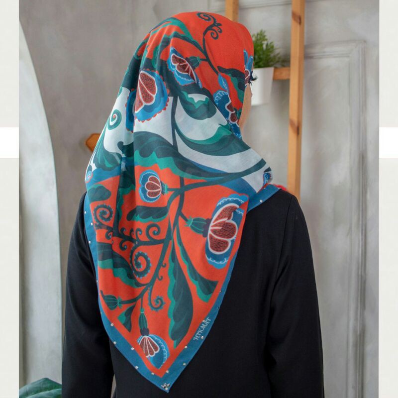 Neniku Jilbab SegiEmpat Hikmat Fashion S1061 Orange Terbaru
