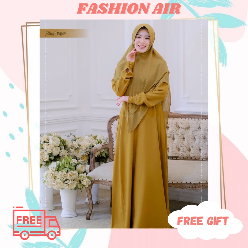 GAMIS SET KHIMAR ATAU BERGO BAHAN LAURA CREPE MIX CERUTY BABYDOLL CHANA DRESS by KYANA