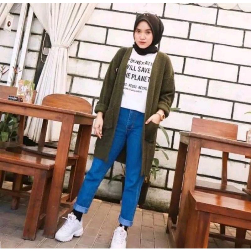 Long cardy BELLE OVERSIZE sweater rajut halus