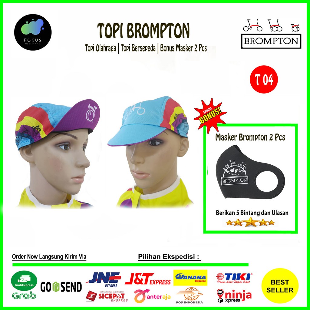 Topi Sepeda Brompton Lipat Gowes Brompton Topi Bersepeda (Motif Pelangi)