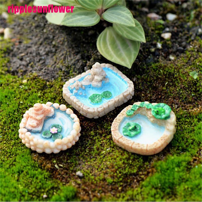 1pc Miniatur Kolam Teratai Bahan resin Ukuran Campur Untuk Dekorasi Taman Peri