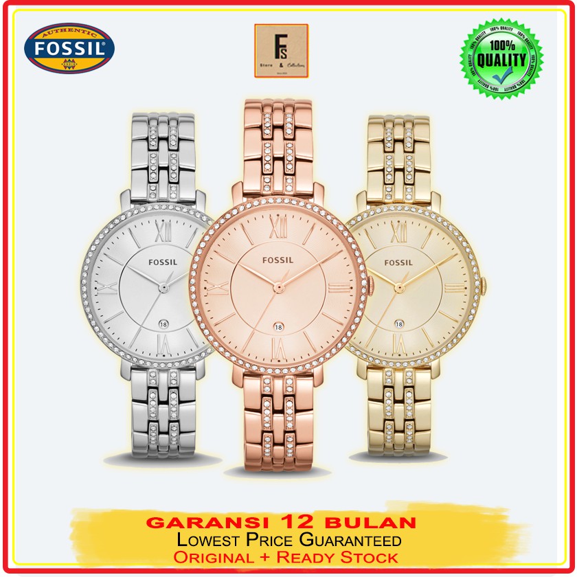 Jam Tangan Wanita Minimalis Jacqueline Diamond Case Stainless Steel Original BNIB 36mm