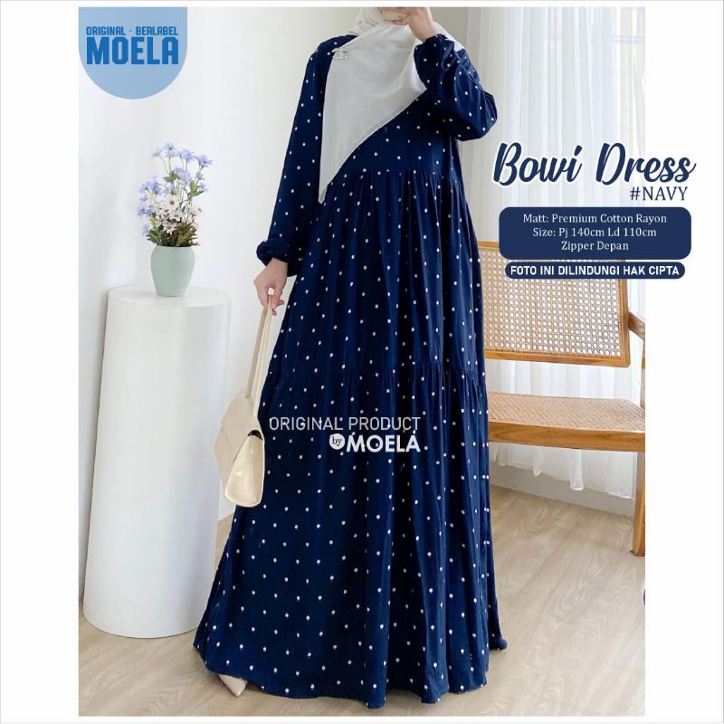 Bowi Dress Gamis Polkadot Jumbo Allsize Busui Premium Catton Rayon Original Ori Moela Berlabel-7