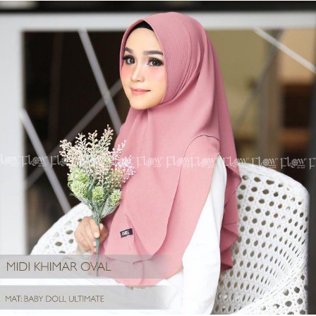 jilbab khimar Midi oval ORI FLOW / jilbab instant / hijab terbaru / khimar 2 layer/ jilbab hari raya-2