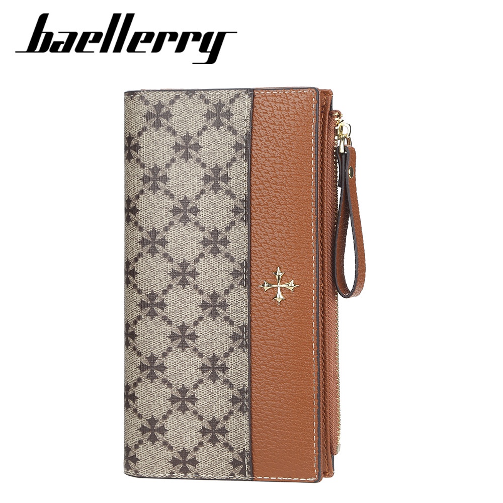 DOMPET PANJANG WANITA BAELLERRY ORIGINAL IMPORT KULIT PREMIUM COKLAT CHILOTA WA393B7 KOREA RESLETING SLOT KARTU UANG CEWEK MURAH KEKINIAN REMAJA BRANDED BATAM TALI PENDEK