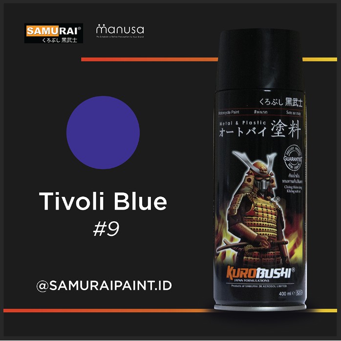Samurai Paint Standard Trivoli Blue 9 Biru Trivoli Standar #9 Cat Aerosol Kualitas Kompresor