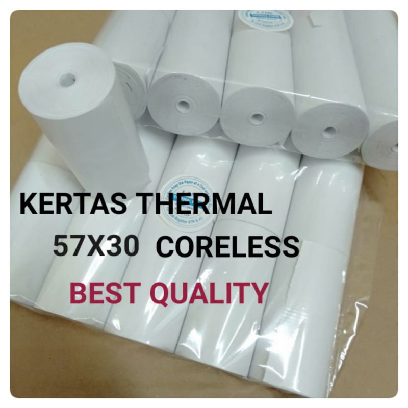 

(1 PACK) KERTAS THERMAL EDC CORELESS 58X30/57X30