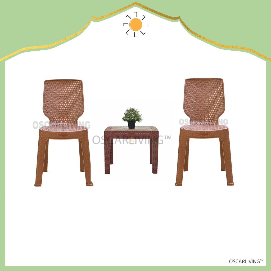Set Kursi Taman Tabitha 2 Kursi Sender + 1 Meja Motif Rotan