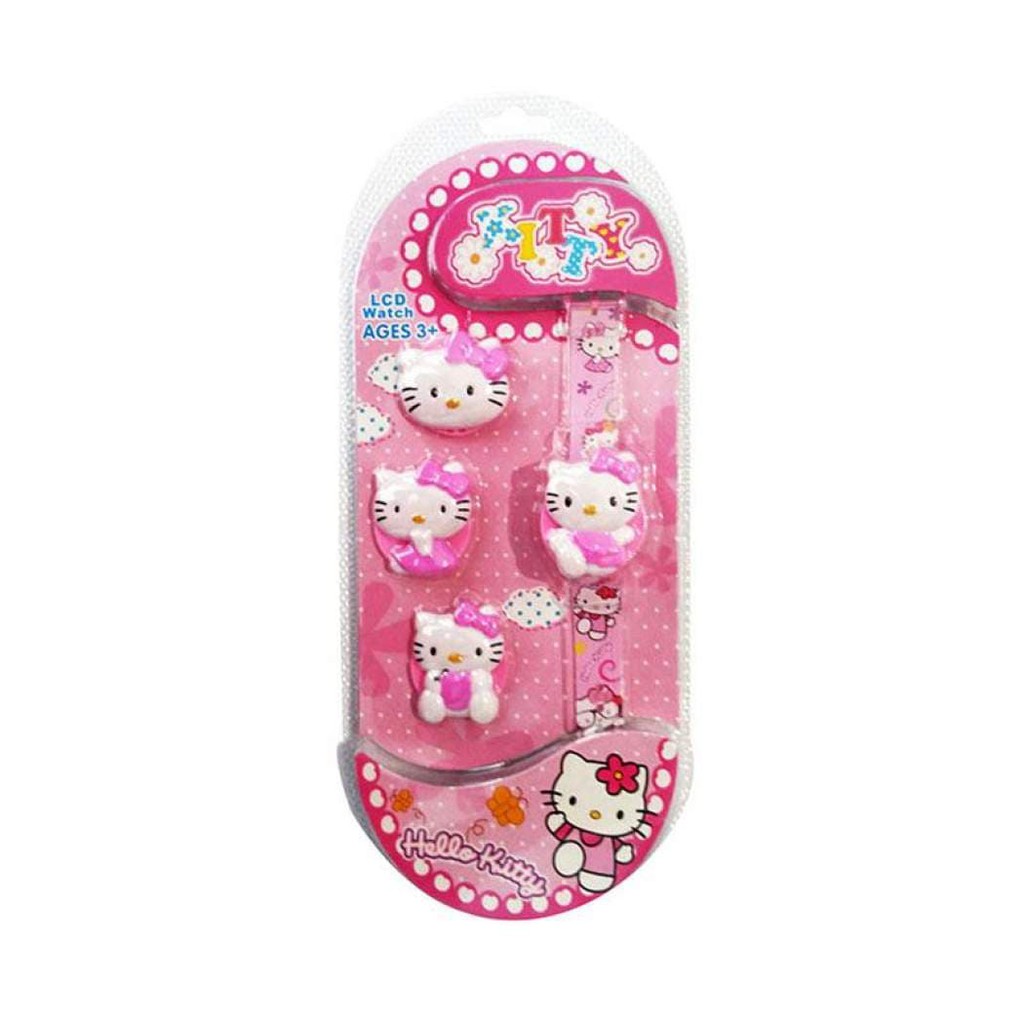 Super Murah! JAM TANGAN ANAK PEREMPUAN HELLO KITTY KEPALA SET DIGITAL MURAH