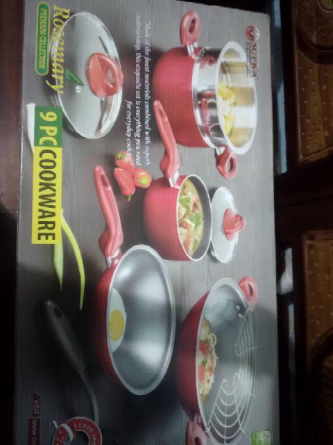 Panci Set Supra Rosemary 9 Pcs Spatula Set Ready Merah&ungu