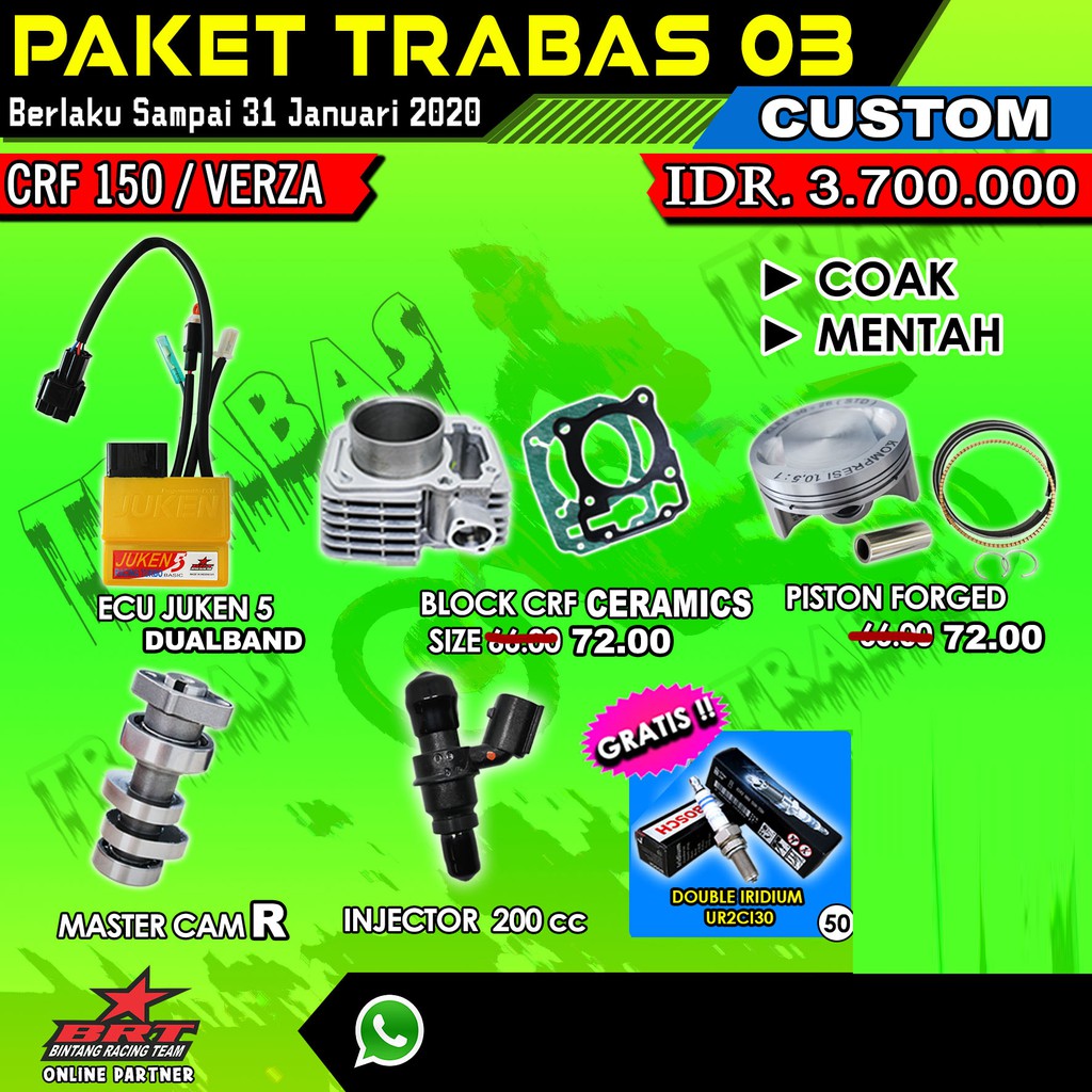 BRT PAKET TRABAS 03 CUSTOM HONDA CRF 150 BORE UP 235CC