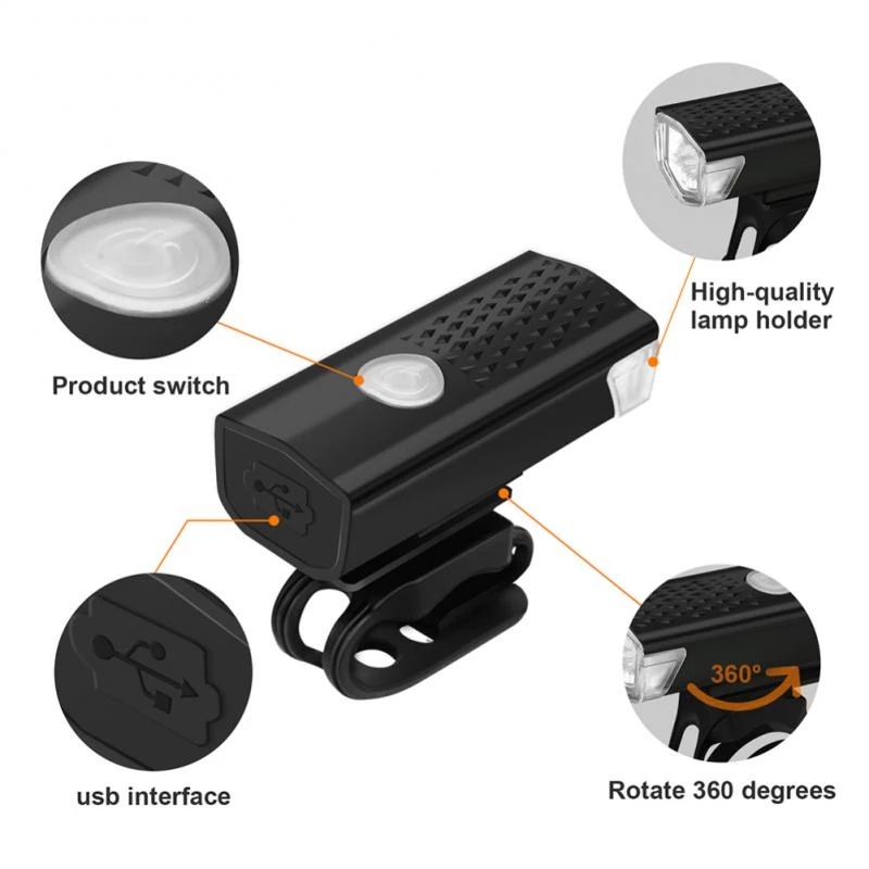 Set Lampu Depan / Belakang Sepeda Gunung LED 3 Mode Anti Air Kualitas Tinggi