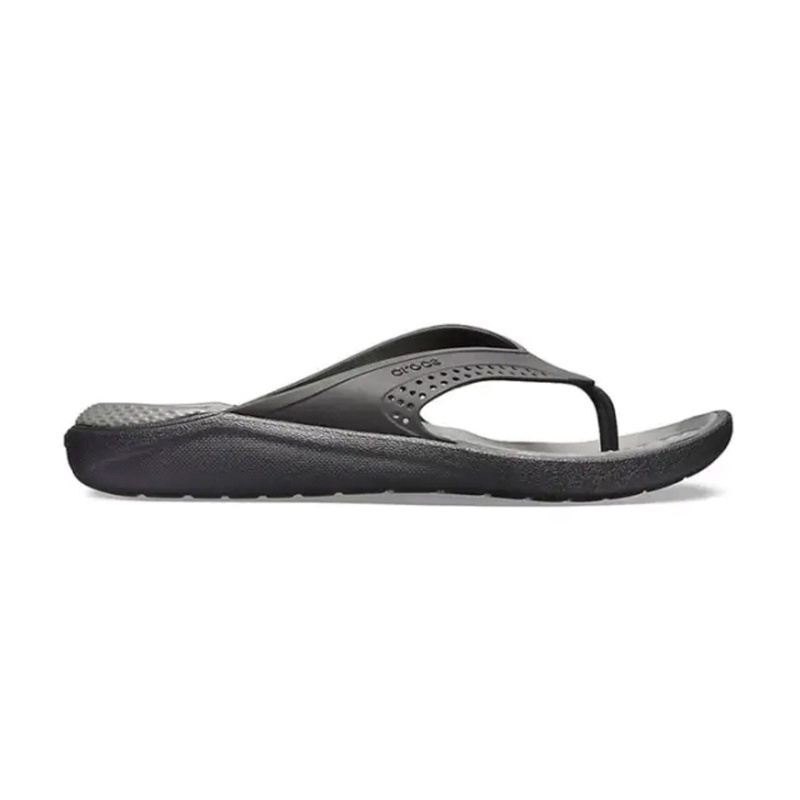 Crocs Literide Flip / Crocs Pria / Sandal Karet / Sandal Jepit / Original - Gray Black