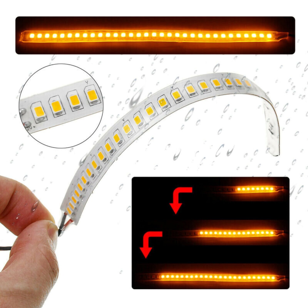 2pcs Lampu strip led Warna amber Untuk Kaca Spion Mobil