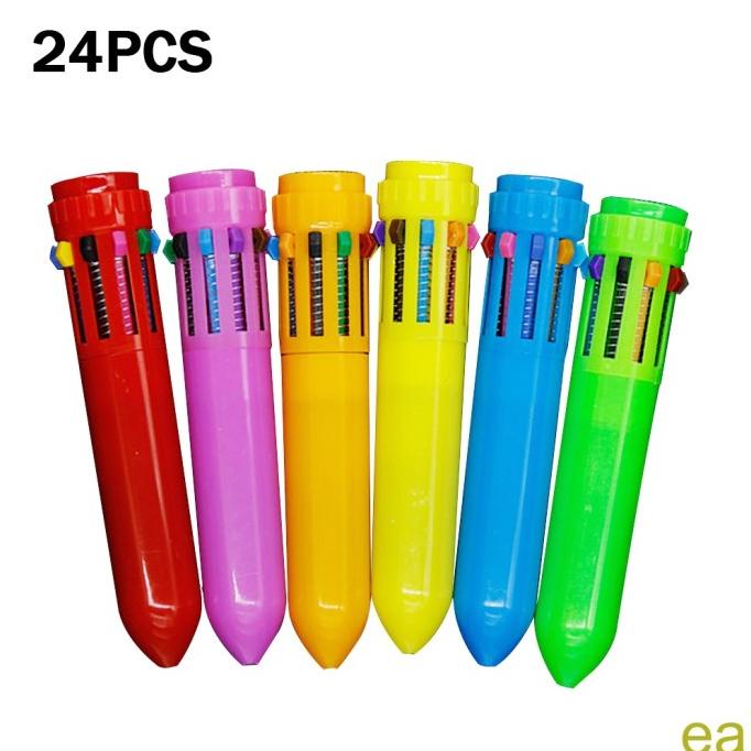 

JW007 GLOBALTOP 24PCS 10 IN 1 RETRACTABLE BALLPOINT PENS MULTICOLORED FVD643621