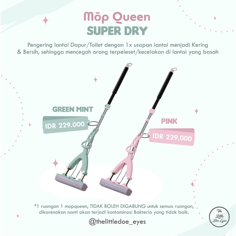 Mop Queen Super Dry Alat Pel Green Mint / Pink