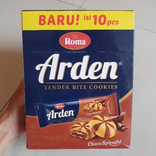 

Roma ARDEN Tender Bite Cookies CHOCO SPLENDID Biskuit coklat (10 pcs) per box.