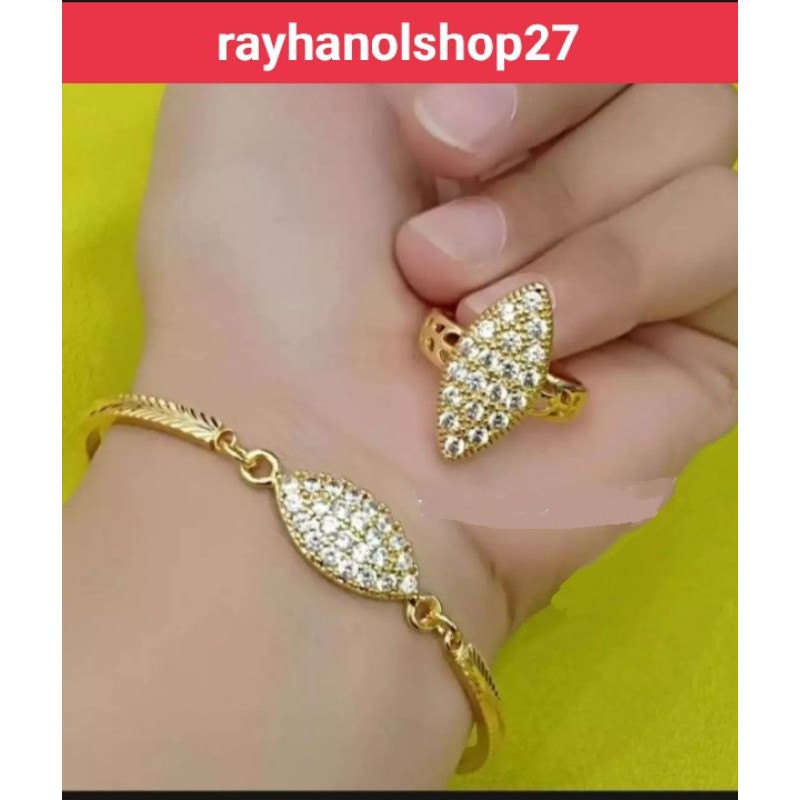 GELANG TANGAN WANITA MARKIS Free CINCIN FULL PERTAMA LAPIS EMAS 24 K