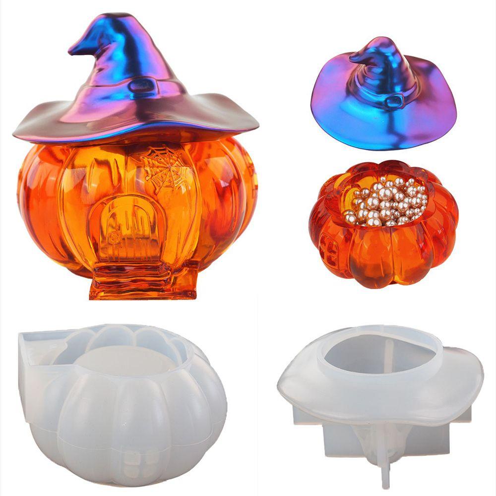 Preva Kotak Penyimpanan Permen Cetakan Permen DIY Kerajinan Lampu LED Epoxy Resin Halloween Labu