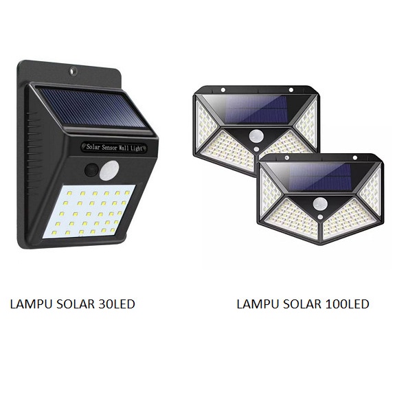 Lampu Solar Tenaga Surya 100 LED 30 LED Dinding Taman Sensor Gerak