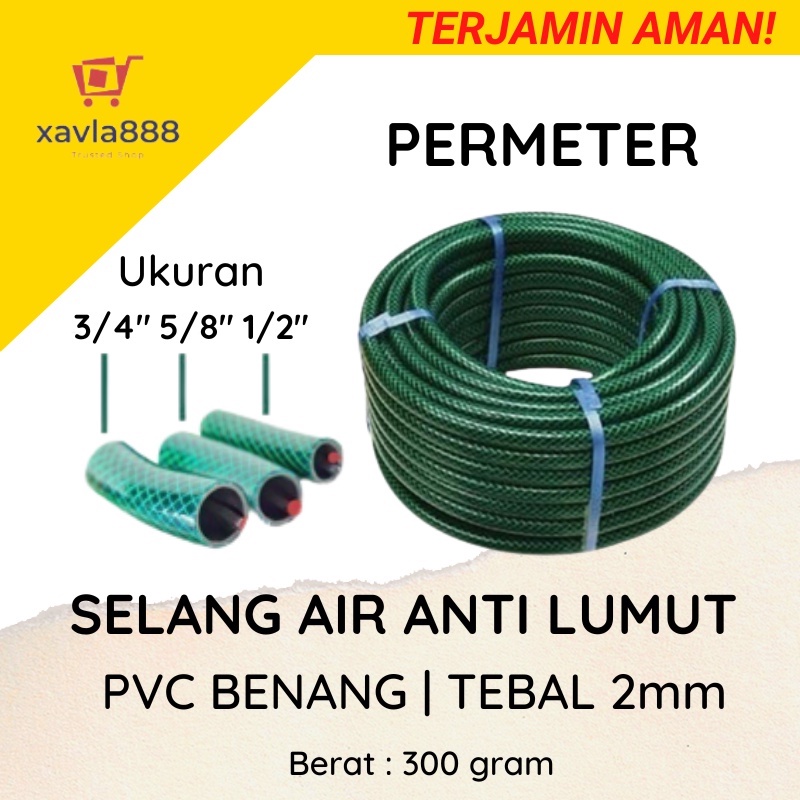 Selang Air Anti Lumut 1/2 5/8 3/4 1 inch Permeter - Selang Cuci Motor Serat Benang Elastis