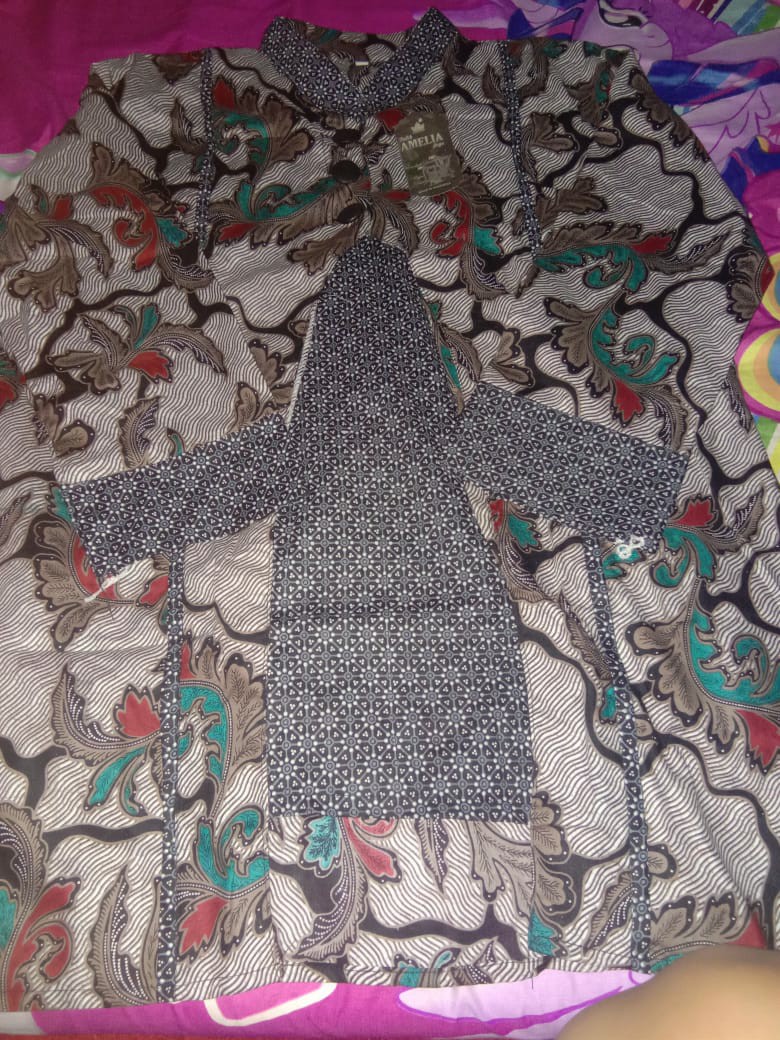 [ada Jumbo] Blus Davina Lawasan Daun #3 Batik Atasan Batik Modern Kerja Seragam Kantor Muslim