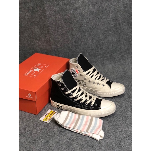 [ TERMURAAAAH ] CONVERS3 HIGH 70s X OFF WHITE BLACK N WHITE Import Quality