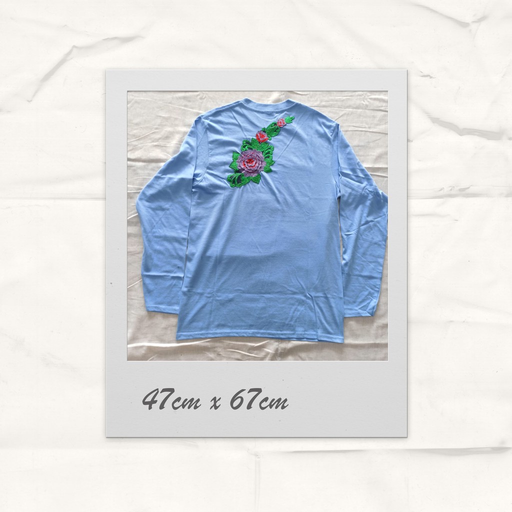 Kaos Biru Muda variasi Bordir Brokat Kebaya ONLY Kaos Unik Aneh Custom