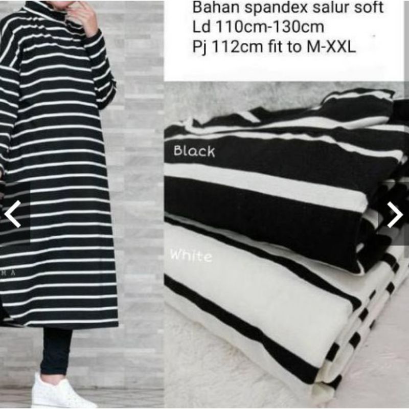 TUNIK SALUR STRIPE WANITA JUMBO / REMAJA CEWEK BIGSIZE OVERSIZE MURAH TERBARU KEKINIAN 2021 HITAM