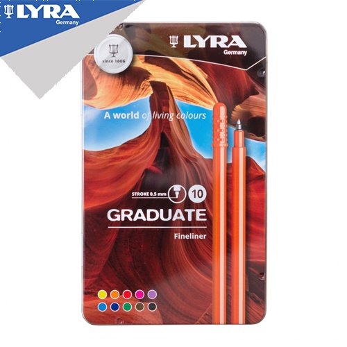 

Lyra Pen / Pulpen Graduate Fineliner Metal Box Set 10 Warna - Untuk Garis Tegas & Tipis, Warna Cerah