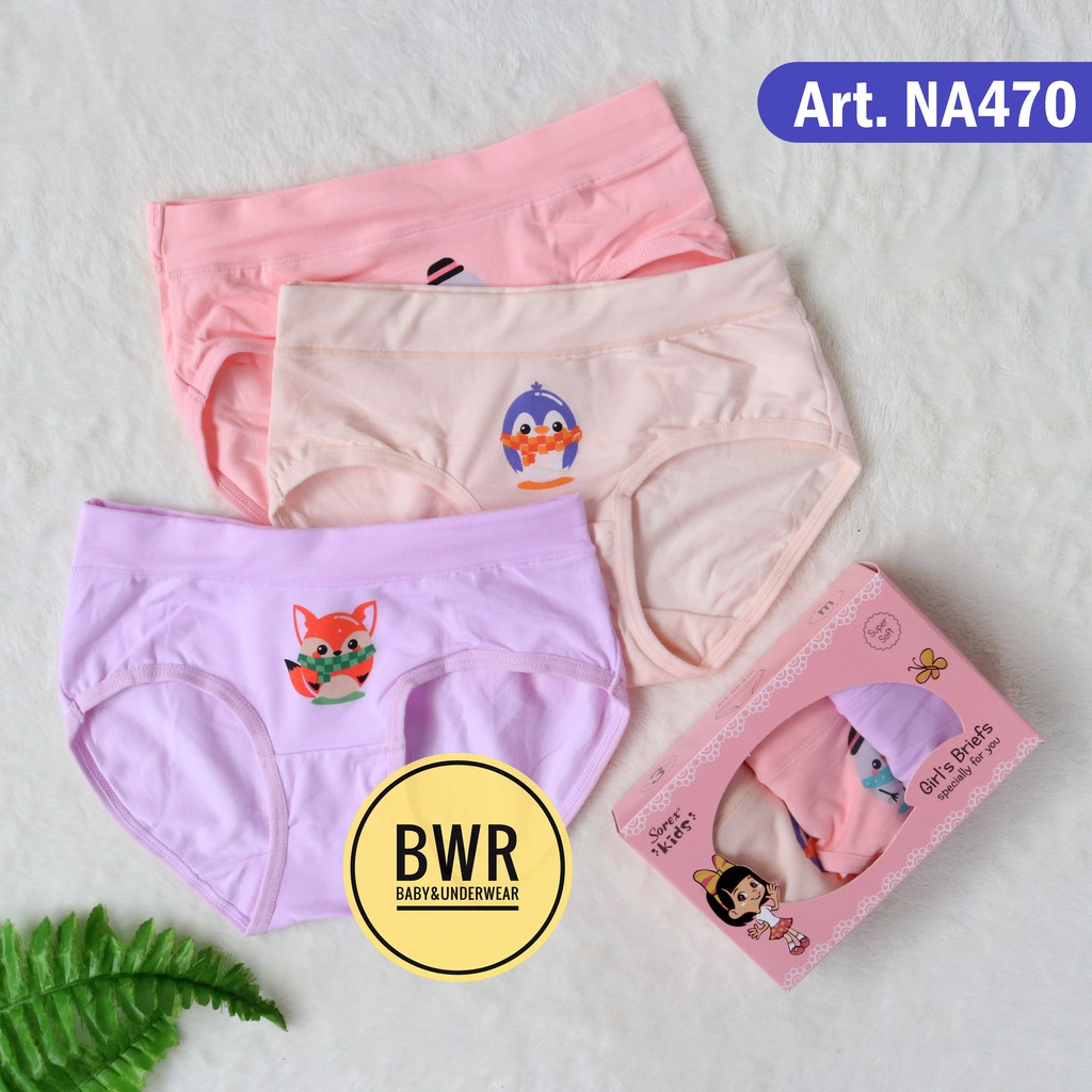 [ 3pc ] CD Sorex Kids NA 470 | Celana Dalam Anak Perempuan Motif Lucu Super Soft / Na470 Bwr